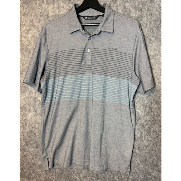 EUC Travis Mathew Silent Nights Large Gray Striped Golf Polo - Picture 2 of 7